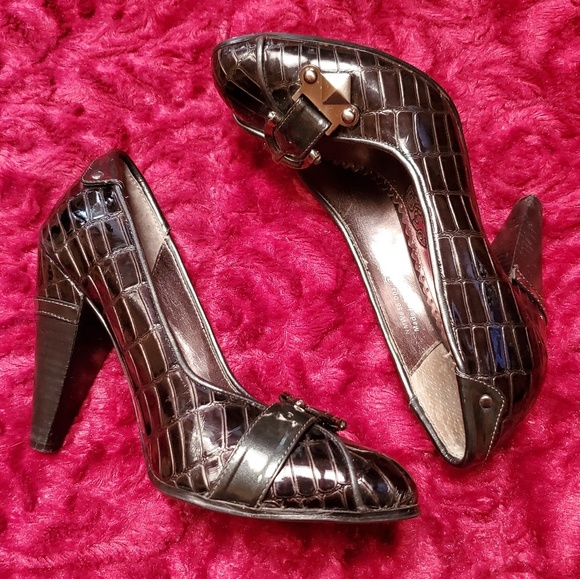 naughty monkey Shoes - NAUGHTY MONKEY BLACK MOC CROC SHINY BUCKLE PUMPS